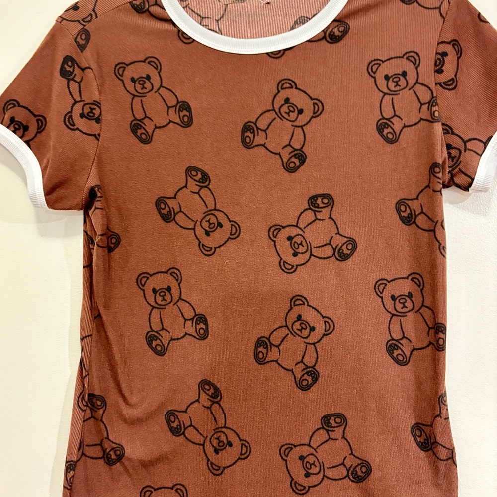 Rue21 Brown Teddy Bear Print Short Sleeve Tee - Picture 2 of 5